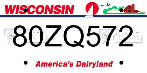 80ZQ572 Wisconsin License Plate