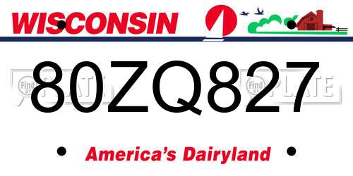 80ZQ827 Wisconsin License Plate