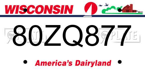 80ZQ877 Wisconsin License Plate