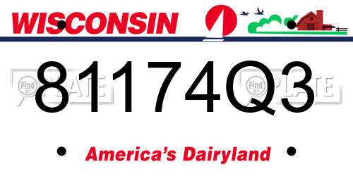 81174Q3 Wisconsin License Plate