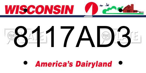 8117AD3 Wisconsin License Plate