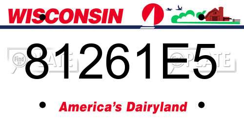 81261E5 Wisconsin License Plate