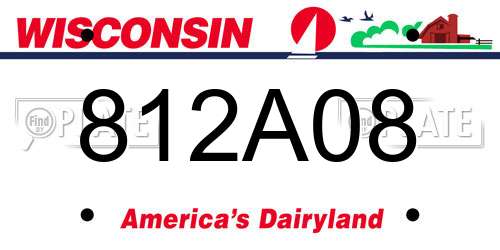 812A08 Wisconsin License Plate