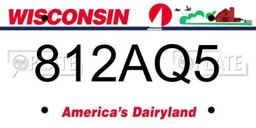 812AQ5 Wisconsin License Plate