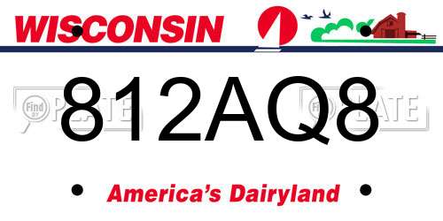 812AQ8 Wisconsin License Plate