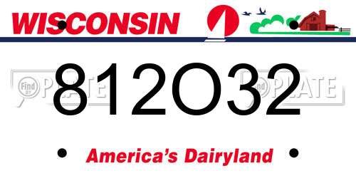 812O32 Wisconsin License Plate