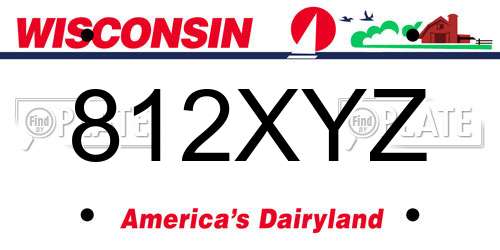 812XYZ Wisconsin License Plate