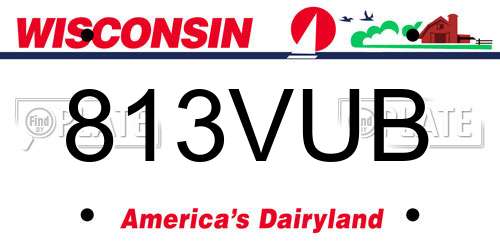 813VUB Wisconsin License Plate