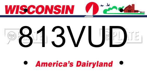 813VUD Wisconsin License Plate