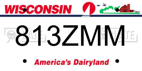813ZMM Wisconsin License Plate