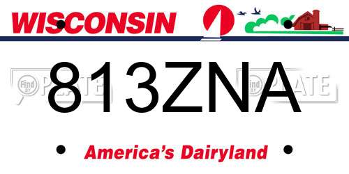 813ZNA Wisconsin License Plate