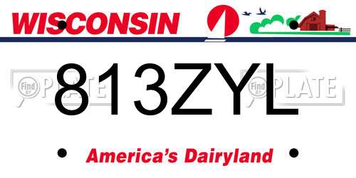 813ZYL Wisconsin License Plate