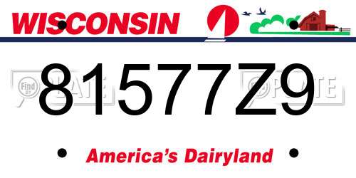 81577Z9 Wisconsin License Plate