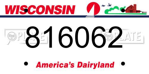 816062 Wisconsin License Plate