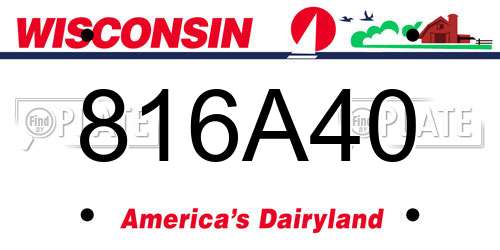 816A40 Wisconsin License Plate