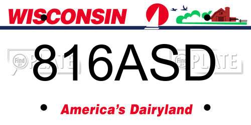 816ASD Wisconsin License Plate