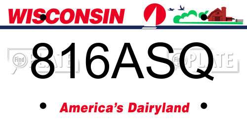 816ASQ Wisconsin License Plate