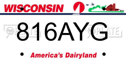 816AYG Wisconsin License Plate