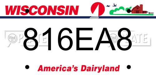 816EA8 Wisconsin License Plate