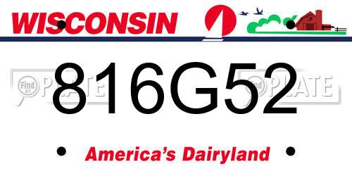 816G52 Wisconsin License Plate