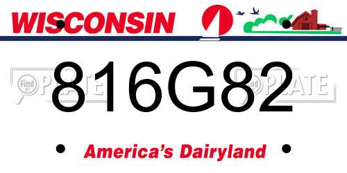 816G82 Wisconsin License Plate