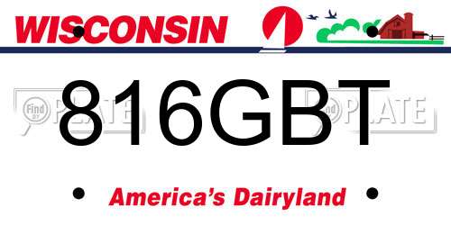 816GBT Wisconsin License Plate