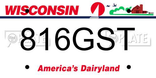 816GST Wisconsin License Plate