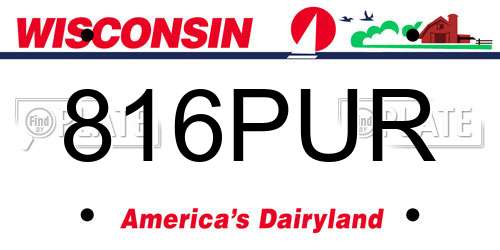 816PUR Wisconsin License Plate