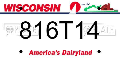 816T14 Wisconsin License Plate
