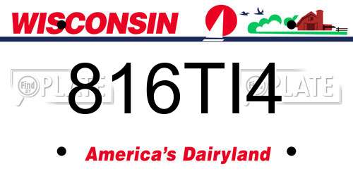 816TI4 Wisconsin License Plate