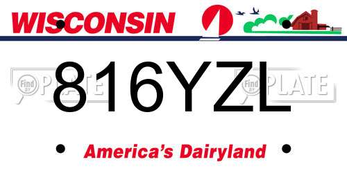 816YZL Wisconsin License Plate