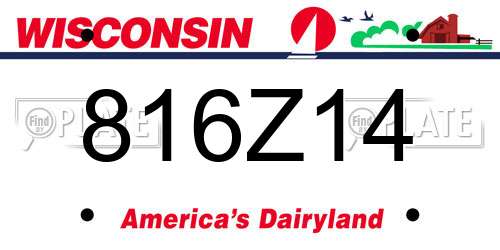 816Z14 Wisconsin License Plate