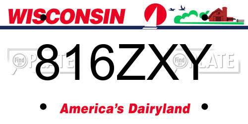 816ZXY Wisconsin License Plate