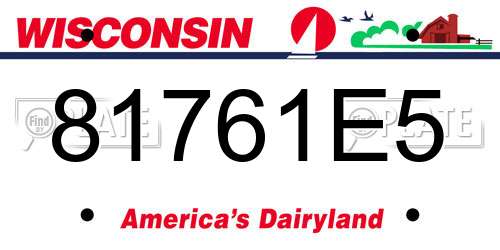81761E5 Wisconsin License Plate