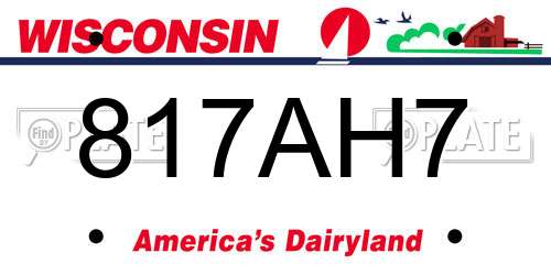 817AH7 Wisconsin License Plate