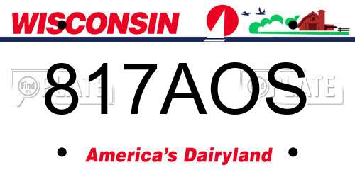 817AOS Wisconsin License Plate
