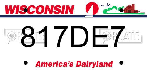 817DE7 Wisconsin License Plate