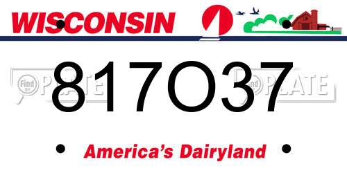 817O37 Wisconsin License Plate