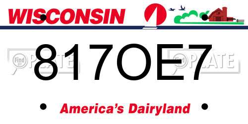 817OE7 Wisconsin License Plate