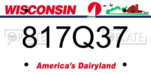 817Q37 Wisconsin License Plate