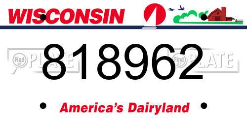 818962 Wisconsin License Plate