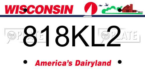 818KL2 Wisconsin License Plate