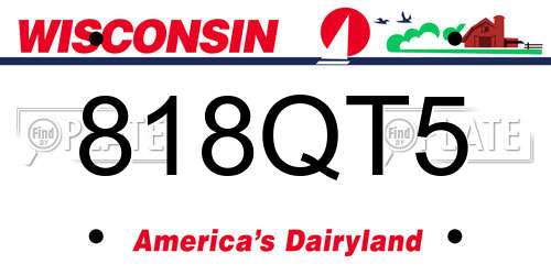 818QT5 Wisconsin License Plate