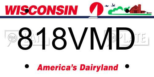 818VMD Wisconsin License Plate