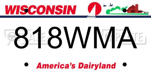 818WMA Wisconsin License Plate