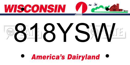 818YSW Wisconsin License Plate