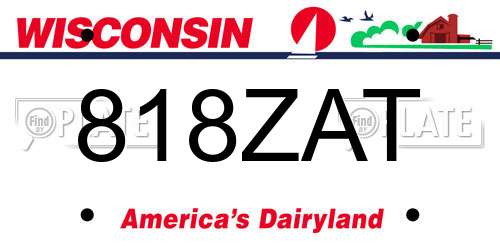 818ZAT Wisconsin License Plate