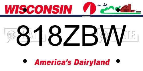 818ZBW Wisconsin License Plate