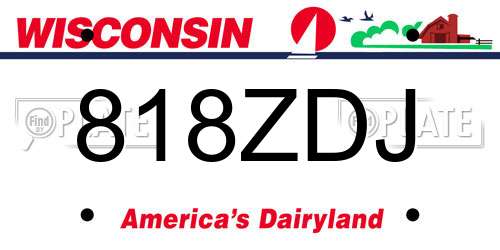 818ZDJ Wisconsin License Plate