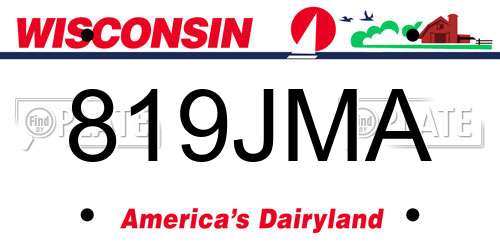 819JMA Wisconsin License Plate
